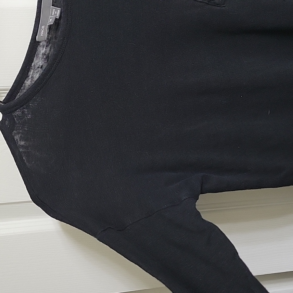 Vince Black Basic Long Sleeve Pocket Tee - image 4